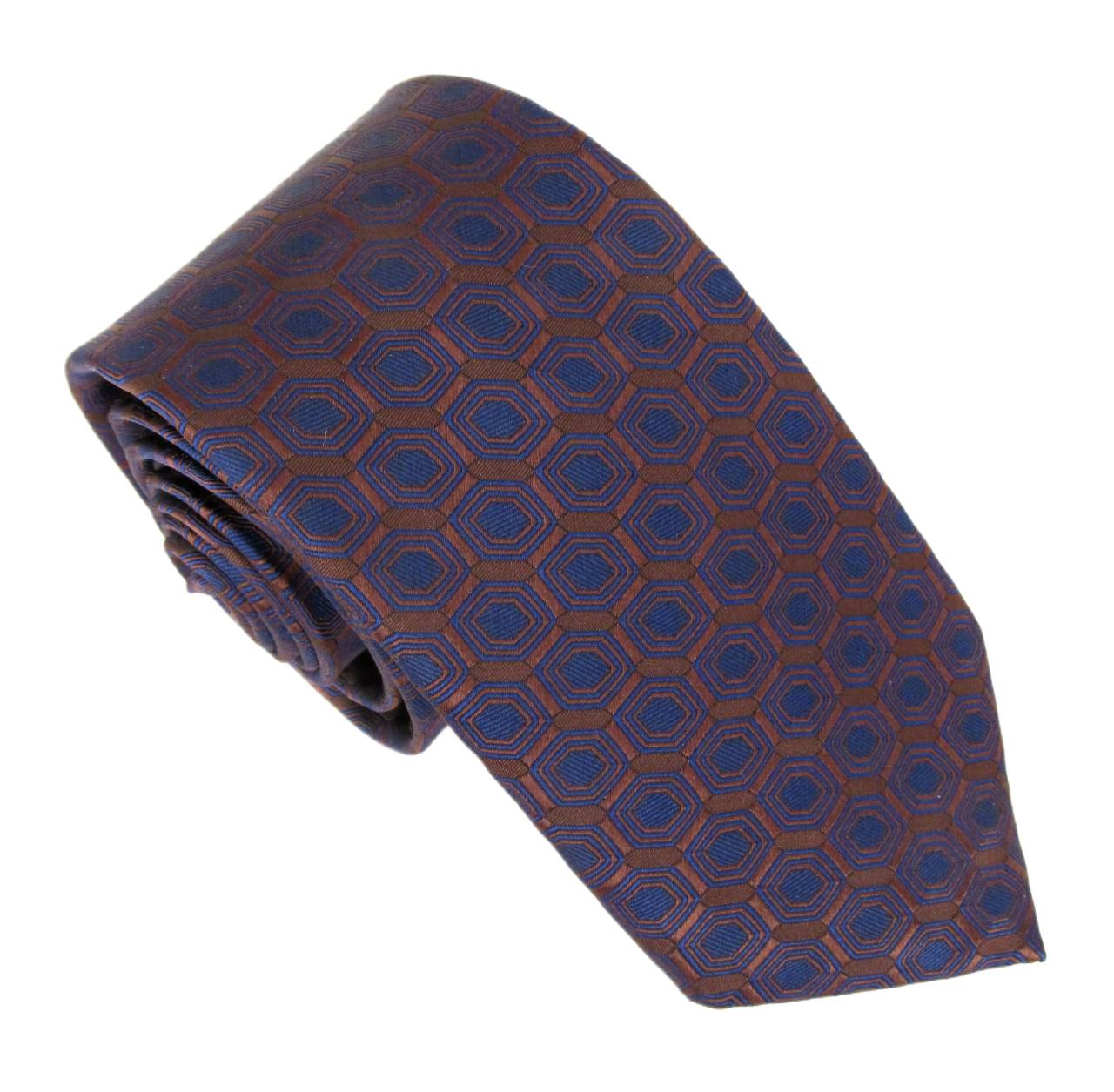 Navy Brown Ldn Silk Tie
