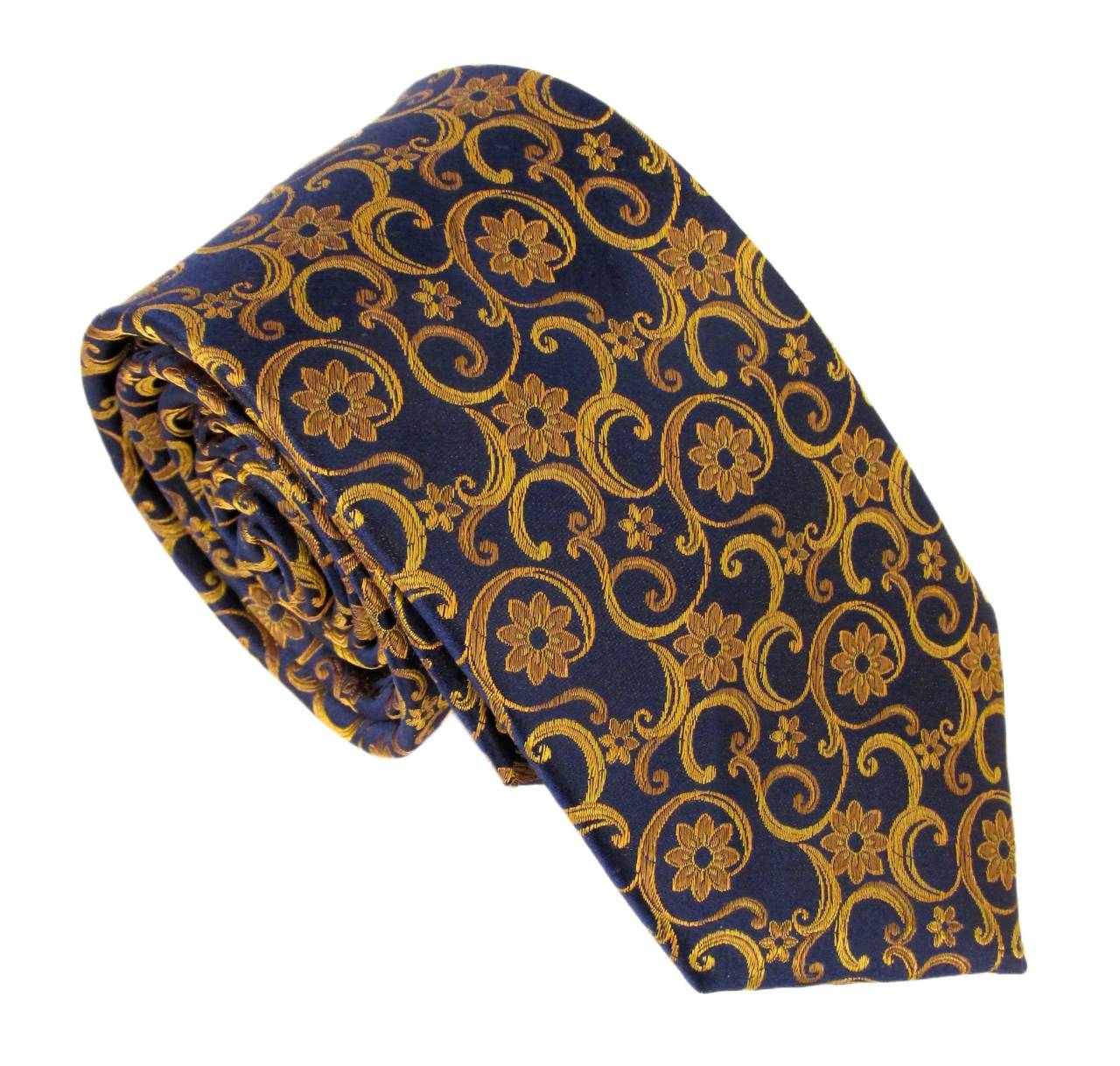 Navy Orange Swirl Ldn Silk Tie