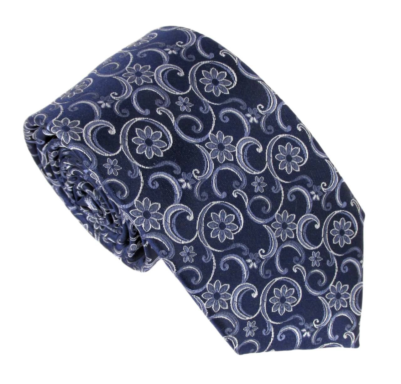 Navy Swirl Ldn Silk Tie
