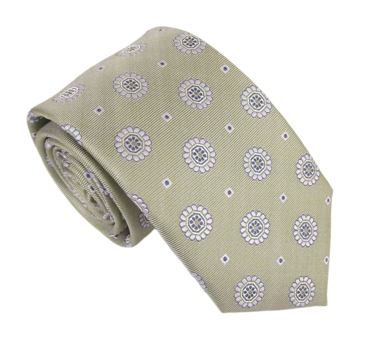 Sage Green Large Floral Medallion with Dotted Accents