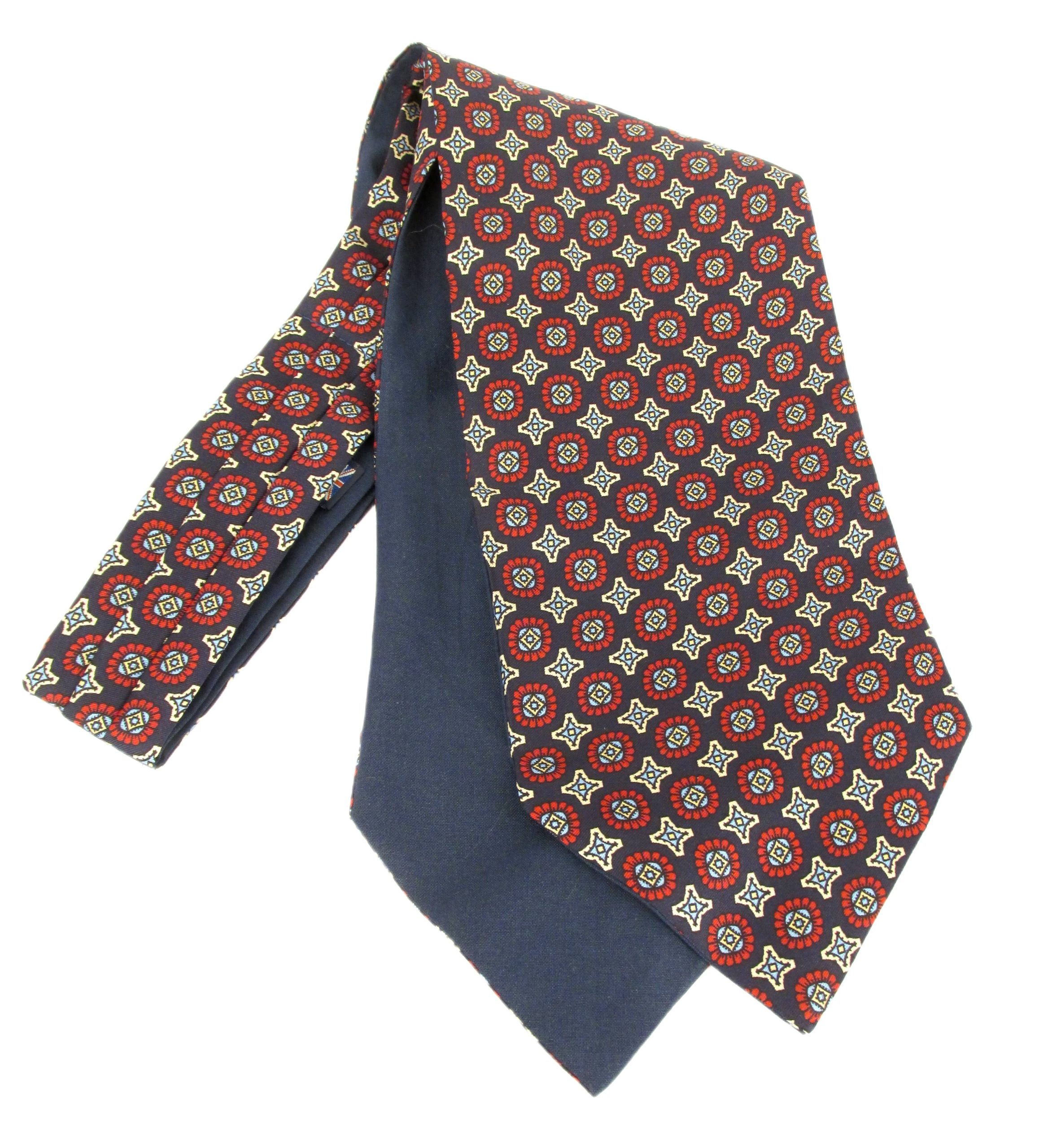 Navy Red Large Medallion Cravat
